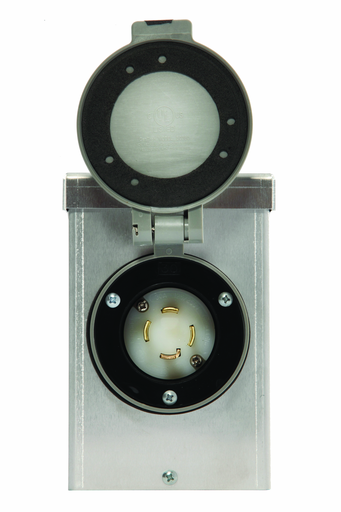 Product image for Generac 6346 30 Amp 125/250 Volt Aluminum Power Inlet Box with Spring Loaded Flip Lid