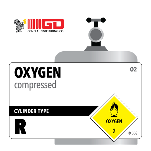 Oxygen, R, 2.5, Industrial (I), 99.5%, 20 ft3, High Pressure Steel (HPS), CGA 540