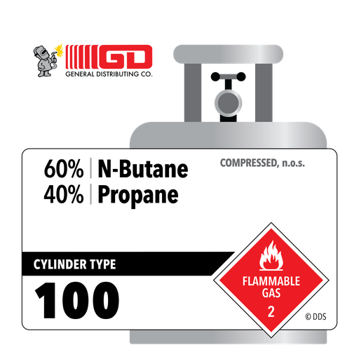 60% N-Butane, 40% Propane, 100, Industrial (I), 100 lbs, Low Pressure Steel (LPS), CGA 510