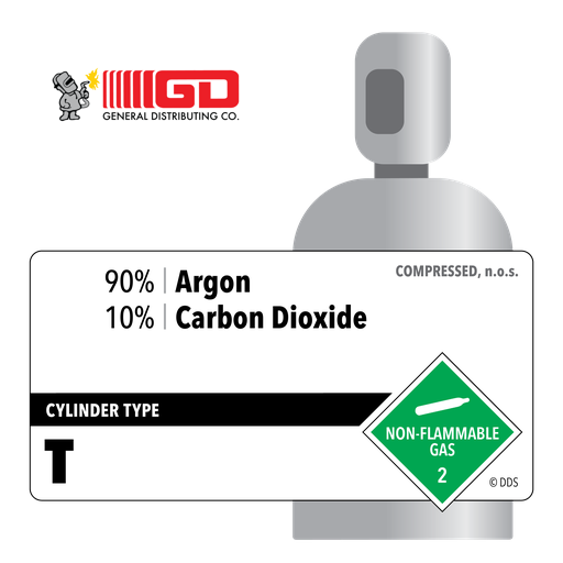 90% Argon, 10% Carbon Dioxide, T, Industrial (I), 363 ft3, High Pressure Steel (HPS), CGA 580