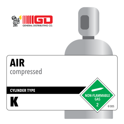 Medical Air USP, Size K, 232 ft3, High Pressure Steel, CGA 590