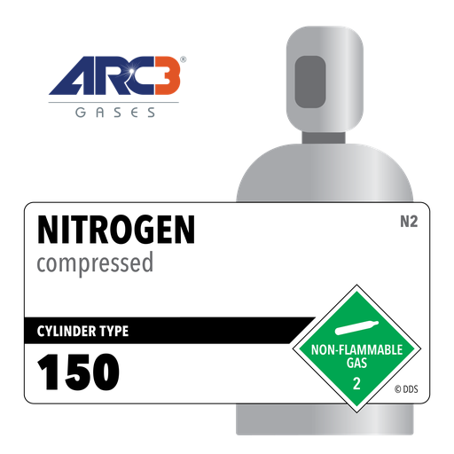 Nitrogen, 150, Industrial (I), 131 ft3, High Pressure Steel (HPS), CGA 580