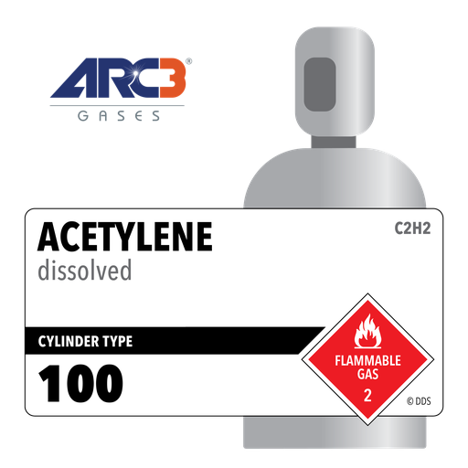 Acetylene, 100, Industrial (I), 100 ft3, Low Pressure Steel (LPS), CGA 300