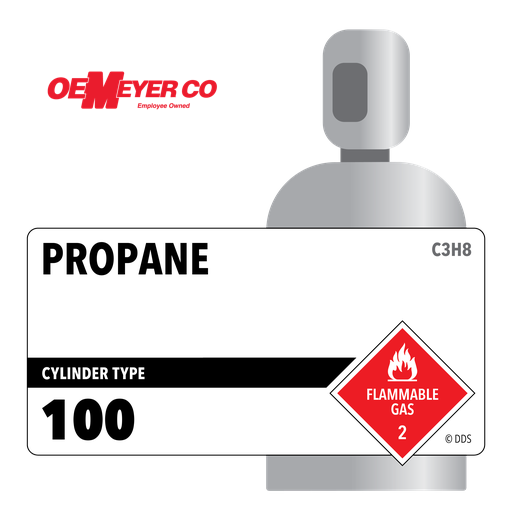 Propane, 100, 2.5, Industrial (I), 99.5%, 100 lbs, Low Pressure Steel (LPS), CGA 510
