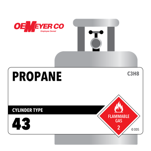 Propane, 43, 2.5, Industrial (I), 99.5%, 43 lbs, Low Pressure Steel (LPS), CGA 510