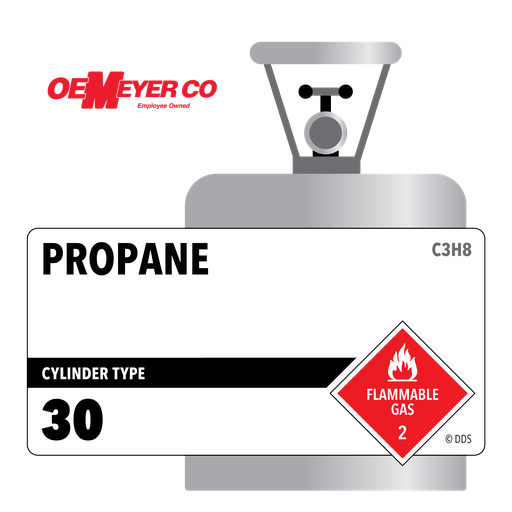 Propane, 30, 2.5, Industrial (I), 99.5%, 30 lbs, Low Pressure Steel (LPS), CGA 510