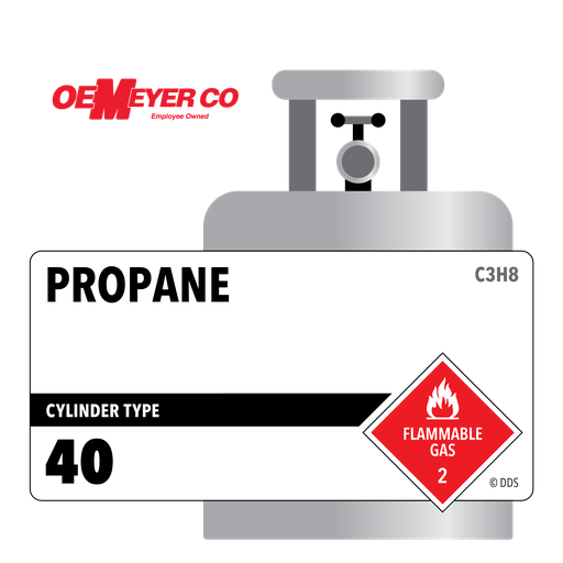 Propane, 40, 2.5, Industrial (I), 99.5%, 40 lbs, Low Pressure Steel (LPS), CGA 510