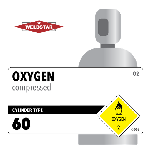Oxygen, 60, 2.0, Medical USP (MUSP), 99.0%, 60 ft3, High Pressure Steel (HPS), CGA 540