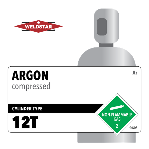 Argon, 12T, 4.0, Industrial (I), 99.99%, 4032 ft3, High Pressure Steel (HPS), CGA 580