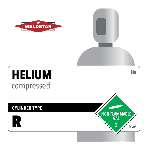 Helium, R, 4.0, Industrial (I), 99.99%, 20 ft3, High Pressure Steel (HPS), CGA 580
