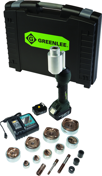 Product image for Greenlee LS100X11SS4 INTELLIPUNCH 11-TON SET, SS 1/2"-4"