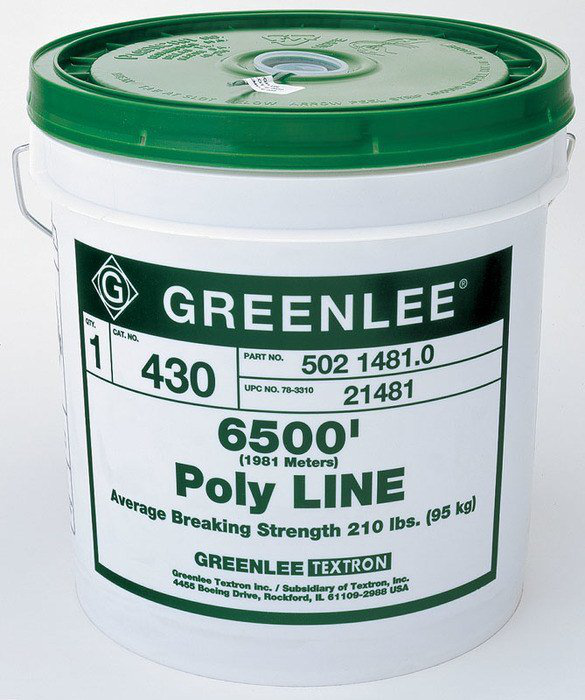 GREENLEE 430 POLY LINE 6500FT BUCKET 210LB BREAKING STRENGTH PULL STRING GREENLEE 430 POLY LINE 6500FT BUCKET 210LB BREAKING STRENGTH PULL STRING