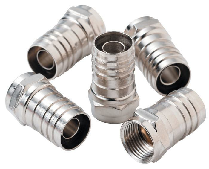 CONN F RG6Q HEX CRIMP 10-PACK