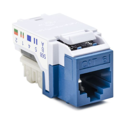 Category 6 Modular Keystone Jack Bulk Pack, Plenum Rated, Blue, 50/box
