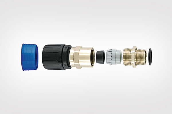 Fittings with strain relief and cable seal HGL21-SCG-M20