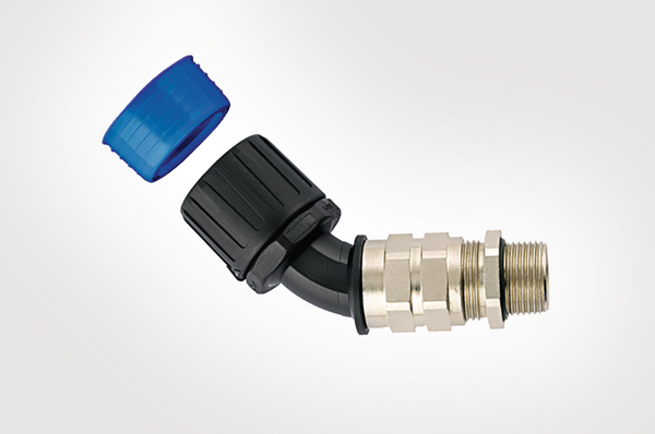 Fittings with strain relief and cable seal HGL54-45CG-M50