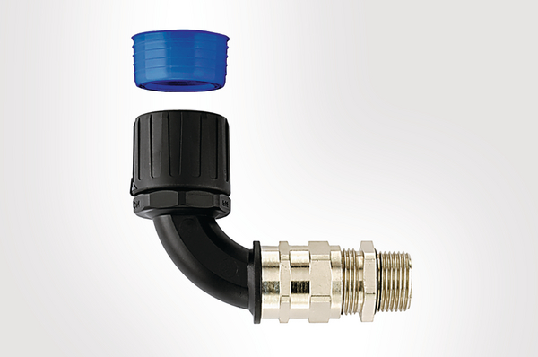 Fittings with strain relief and cable seal HGL13-90CG-M16