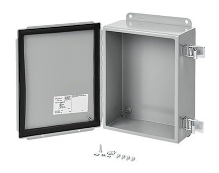 Hoffman A1412CHQR 14 x 12 x 6 Inch 14 Gauge Steel NEMA 12 Junction Box Hinge Cover Hoffman A1412CHQR 14 x 12 x 6 Inch 14 Gauge Steel NEMA 12 Junction Box Hinge Cover