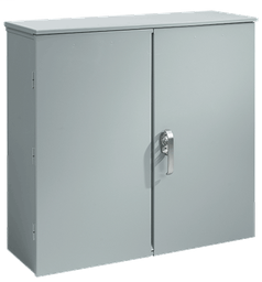Hoffman A404014CTDP Hinged Double-Door with Three-Point Latch and Wood Panel, 40" x 40" x 14", Steel