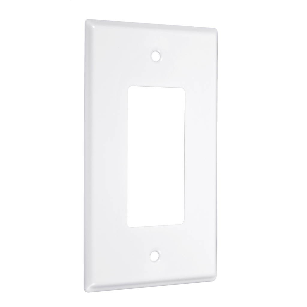 1-Gang Metal Wallplate, Jumbo, Decorator, White Smooth