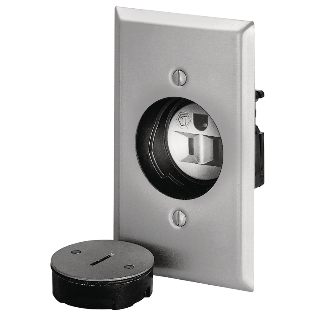 Straight Blade Devices, Specialty Receptacles, Floor Mounted, Receptacle and Plate, 15A 125V, 2-Pole 3-Wire Grounding, 5-15R, Stainless, Single Pack