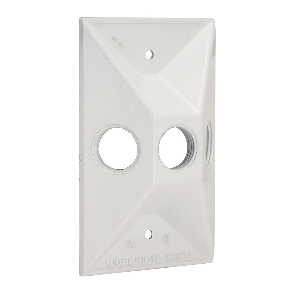 1-Gang Weatherproof Cluster Cover, Three 1/2 in. Threaded Outlets, White