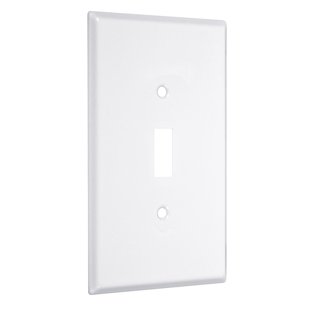 1-Gang Metal Wallplate, Jumbo, 1-Toggle, White Smooth