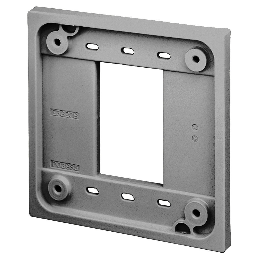 Straight Blade Devices, Accessories, 1 and 2 Gang Adapter Plate, Quad-Plex Receptacles, Gray, Single Pack