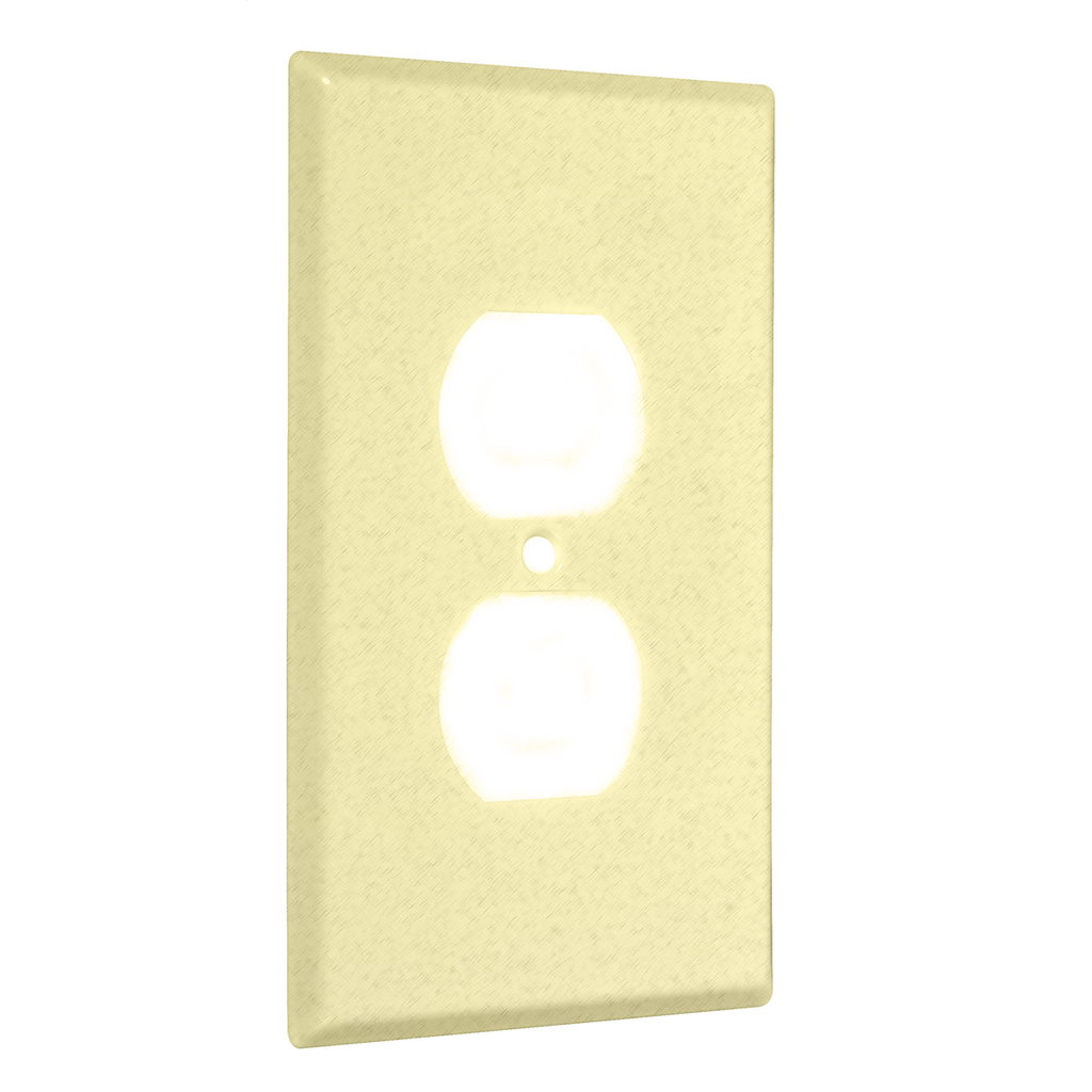 1-Gang Metal Wallplate, Jumbo, Duplex, Ivory Textured