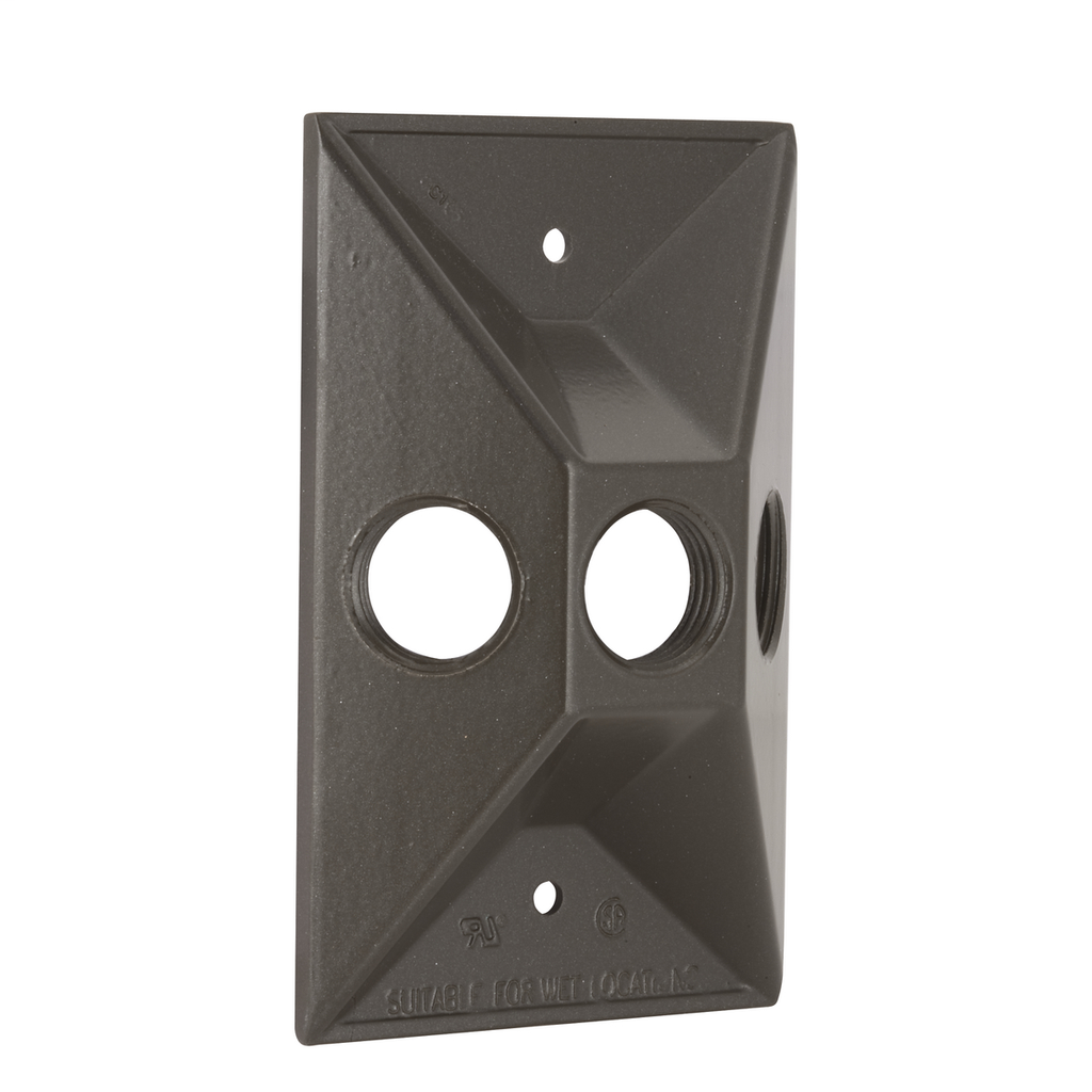 1-Gang Weatherproof Cluster Cover, Three 1/2 in. Threaded Outlets, Bronze
