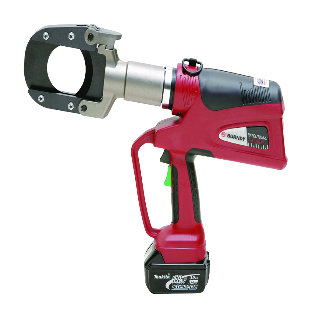 Latch Head, Cu/Al up to 2.45” O.D. Hydraulic Self Contained Battery Actuated tool, 6 Tons, 18V with 12V DC Charger, 18V 3.0Ah Lithium Ion.