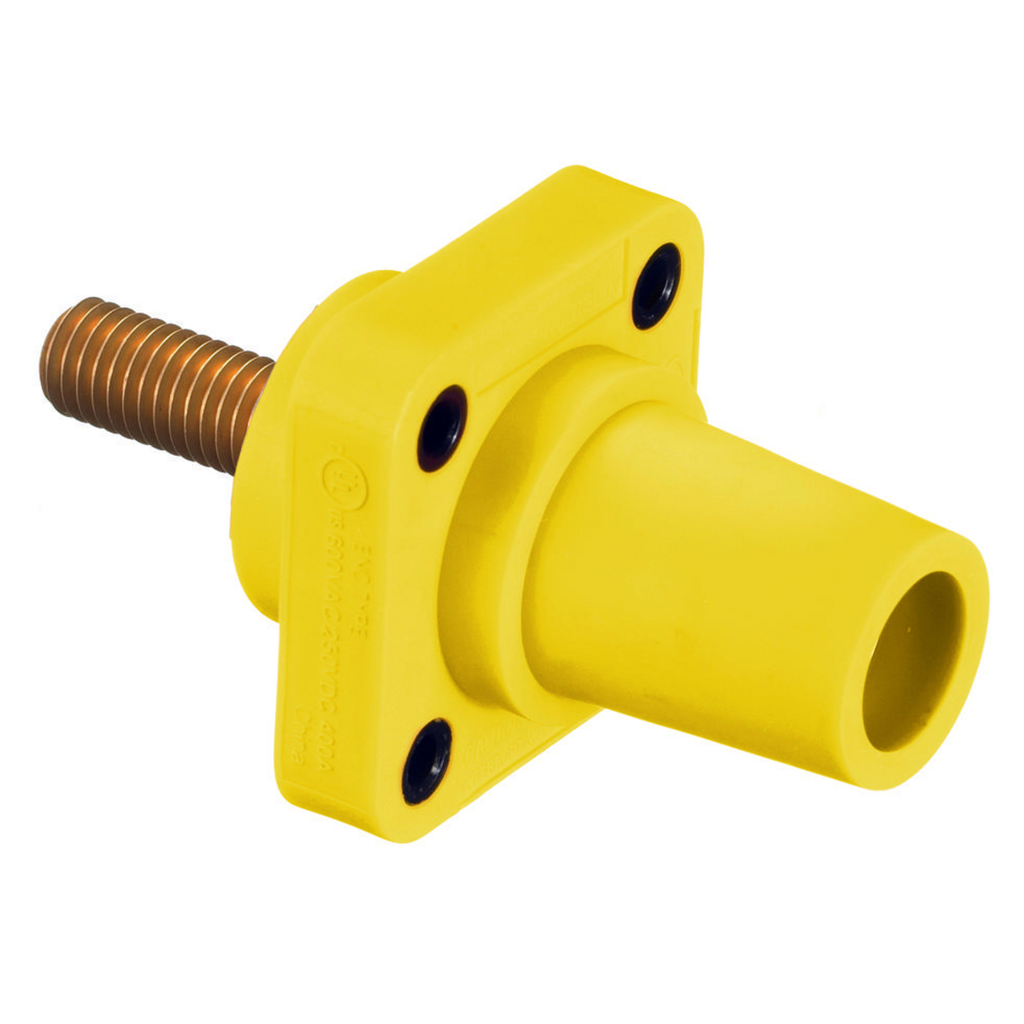Heavy Duty Products, Single Pole Devices, Industrial Grade, Female Receptacle, 300/400A 250V DC/600V AC, Single Conductor, Threaded Stud, Yellow