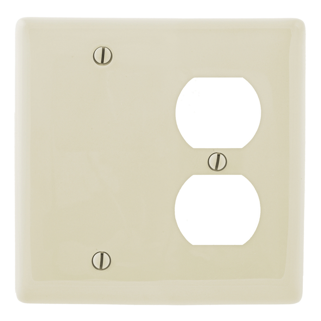 Wallplates and Box Covers, Wallplate, Nylon, 2-Gang, 1) Duplex 1) Blank, Light Almond