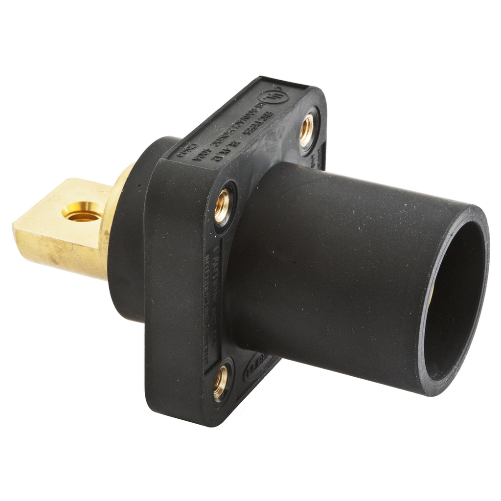 Heavy Duty Products, Single Pole Devices, Industrial Grade, Male Bus Receptacle, 300/400A 250V DC/600V AC, Single Conductor, Black
