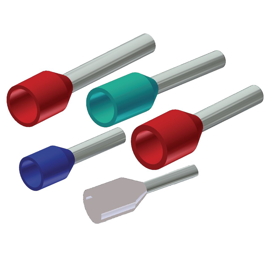 Elect Cu Single Insul Wire Ferrules, Smooth Funnel Entry, 14 AWG, 0.71" L, Tin Plated, Blue, For use on Cu Cond