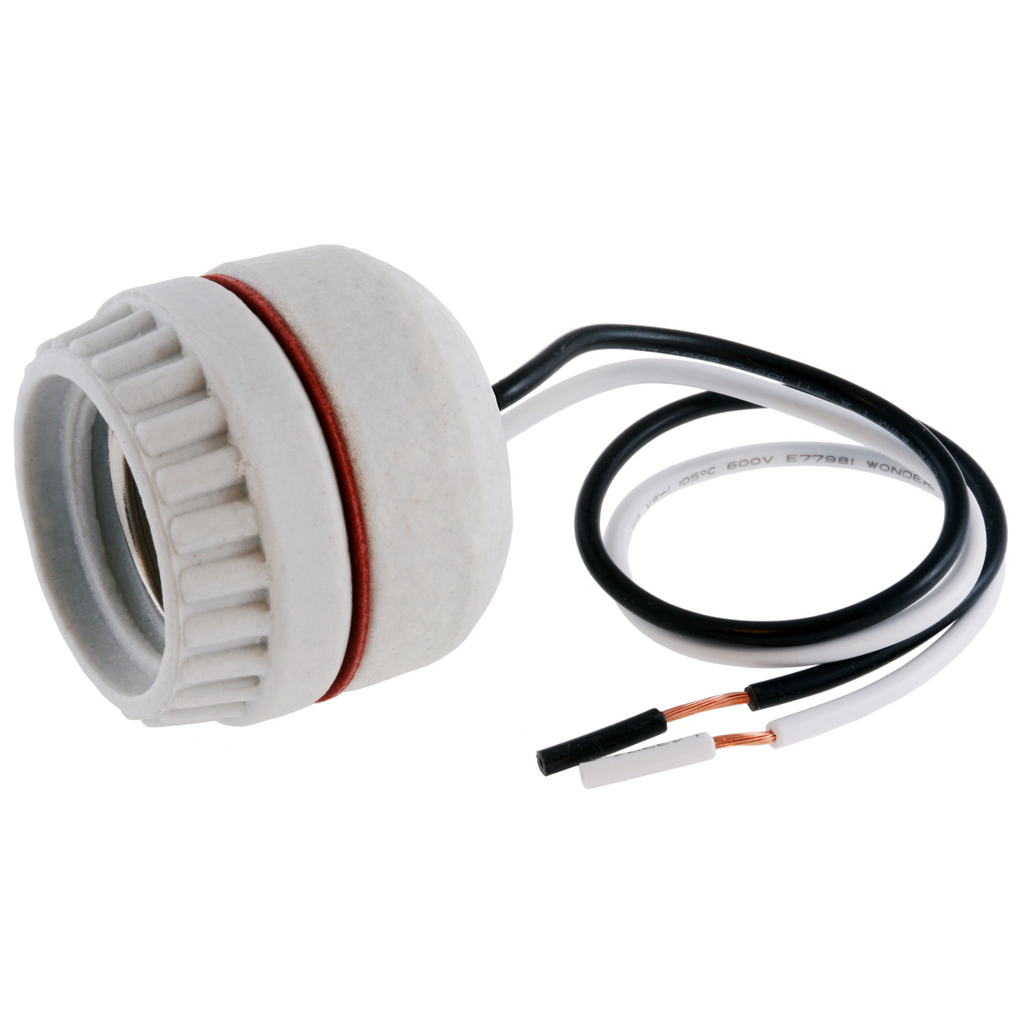 Lampholder, Medium Base, Screw Mount, Terminal Screws, 2-Piece, Sign Mount, White