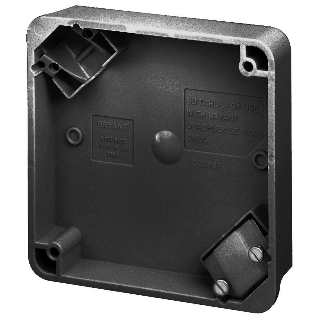 Straight Blade Devices, Accessories, 4" Square Portable Box, Quad Plex Receptacles, Black, Single Pack