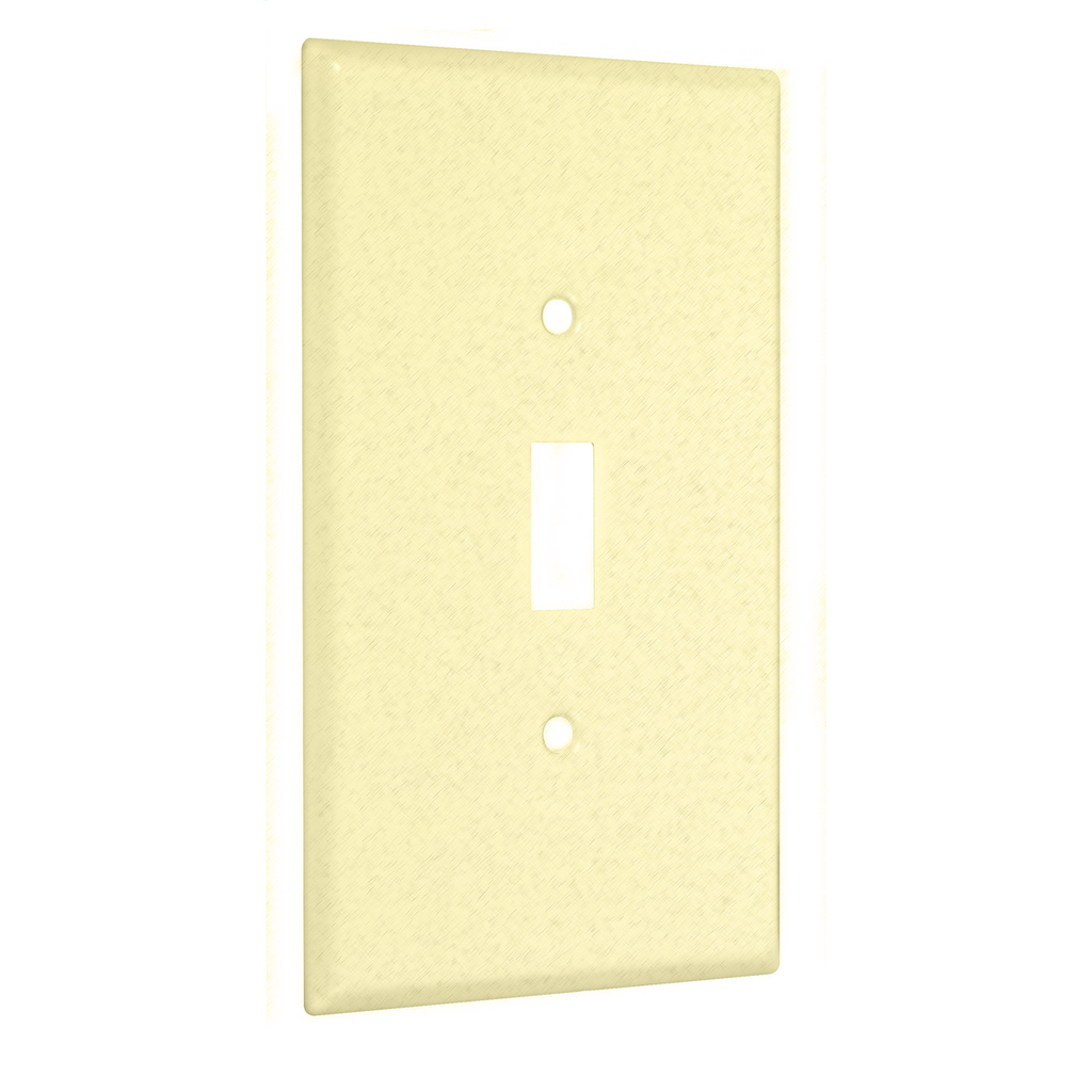1-Gang Metal Wallplate, Jumbo, Toggle, Ivory Textured