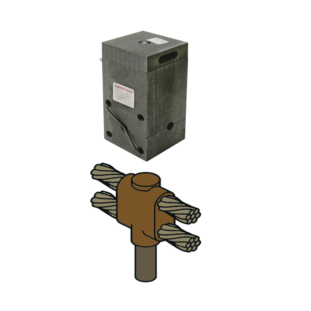Mold Connector, BCR-27, Conductor Size: 4/0 AWG Stranded, For Used To Join Cable To Ground Plate