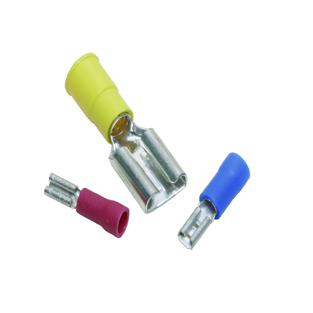 Brass Female Quick Disconnect, 10-12 AWG, Vinyl Insulated, Tin Plated
