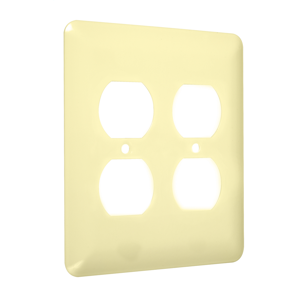 2-Gang Metal Wallplate, Maxi, 2-Duplex, Ivory Smooth
