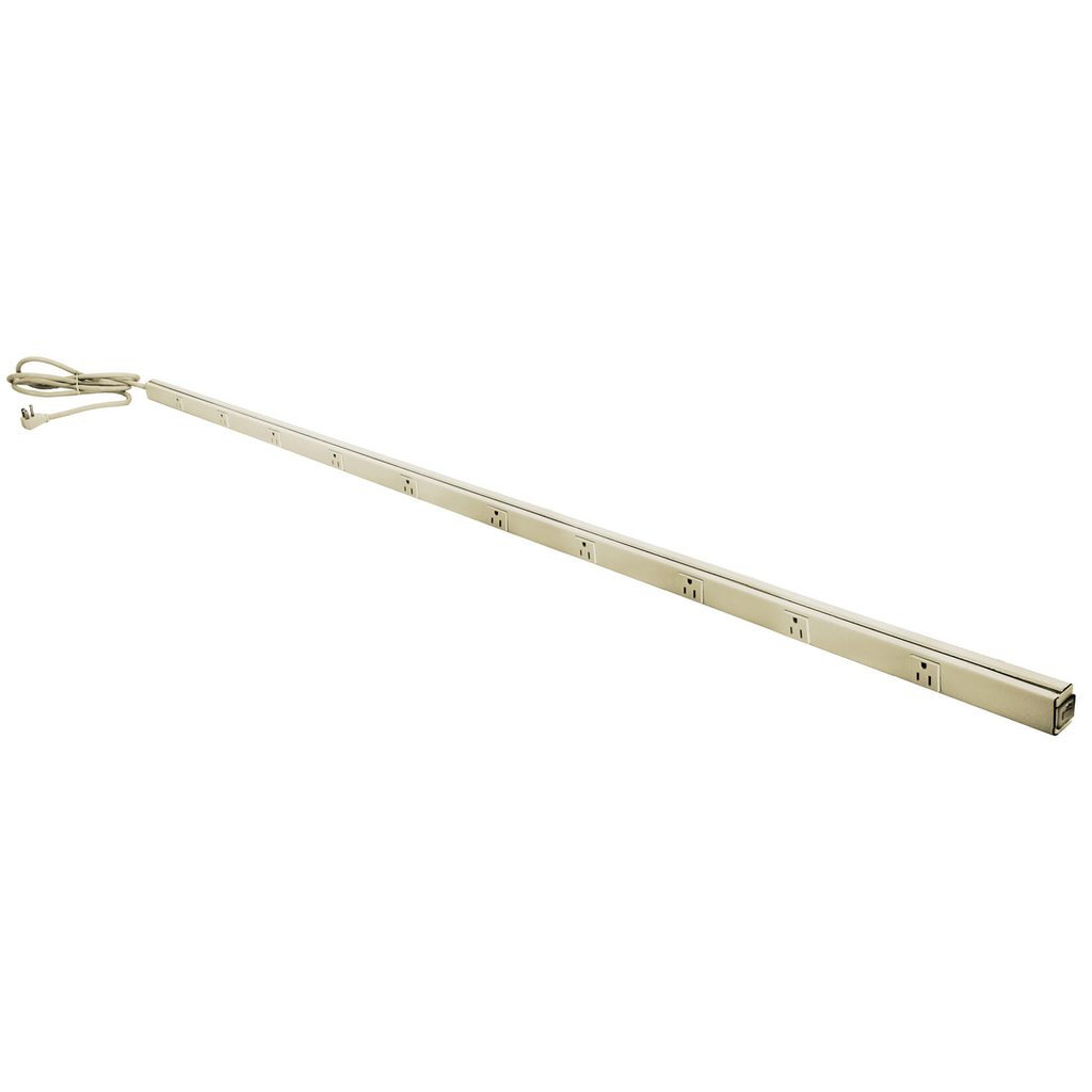 Metal PlugTrak, 64", 15A 10 Receptacle, 6' Cord and Plug, Ivory