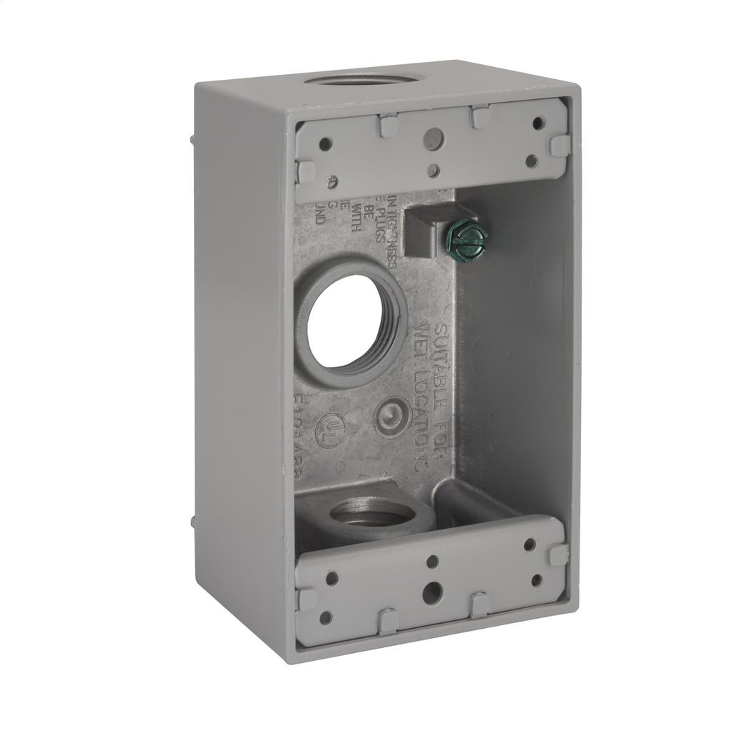 RACO 5324-0 (WB102) Single Gang Weatherproof Box, (3) 3/4" Outlets ***