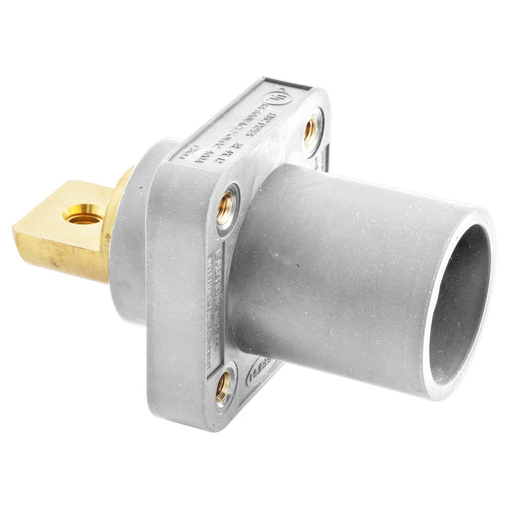 Heavy Duty Products, Single Pole Devices, Industrial Grade, Male Bus Receptacle, 300/400A 250V DC/600V AC, Single Conductor, White