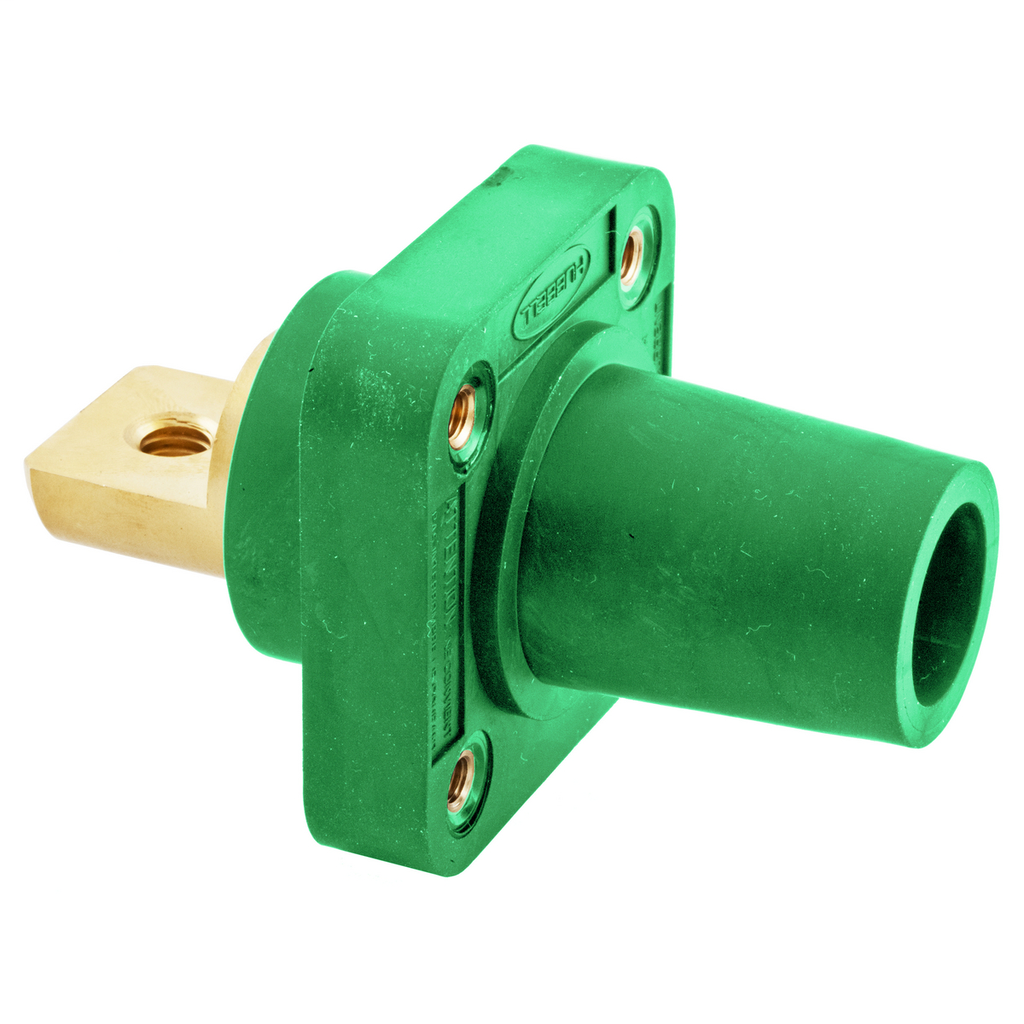 Heavy Duty Products, Single Pole Devices, Industrial Grade, Female Bus Receptacle, 300/400A 250V DC/600V AC, Single Conductor, Green