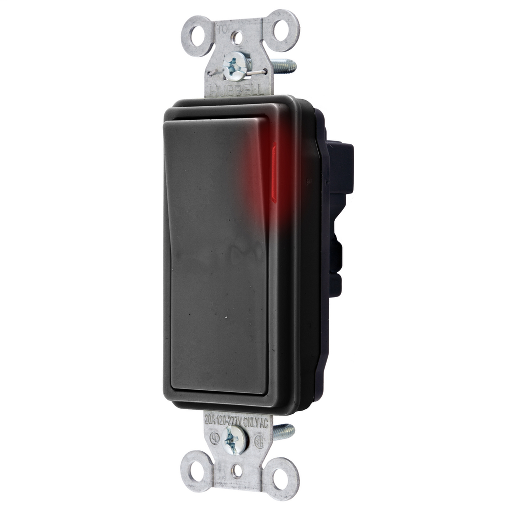 Switches and Lighting Controls,Industrial/Commercial Grade, SNAPConnect Series, Decorator Switches,Pilot Single Pole, 15A 120/277V AC, Black, North American.