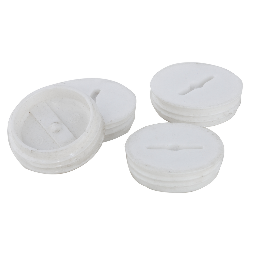 Weatherproof Closure Plug, 3/4 in. NPT White 4-Pack, Polybag