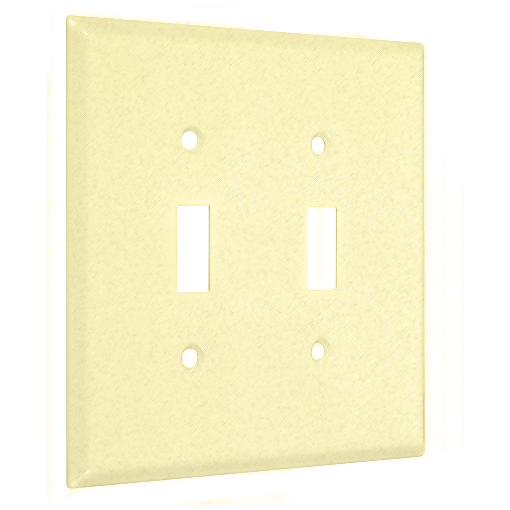 2-Gang Metal Wallplate, Jumbo, 2-Toggle, Ivory Textured