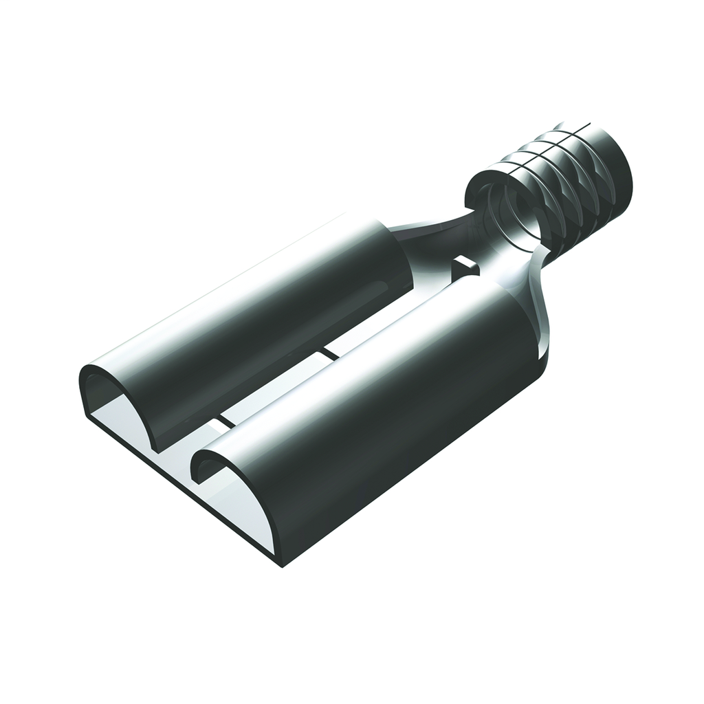 Brass Female Quick Disconnect, 12-10 AWG, Chamfered Barrel Opening, Tin Plated