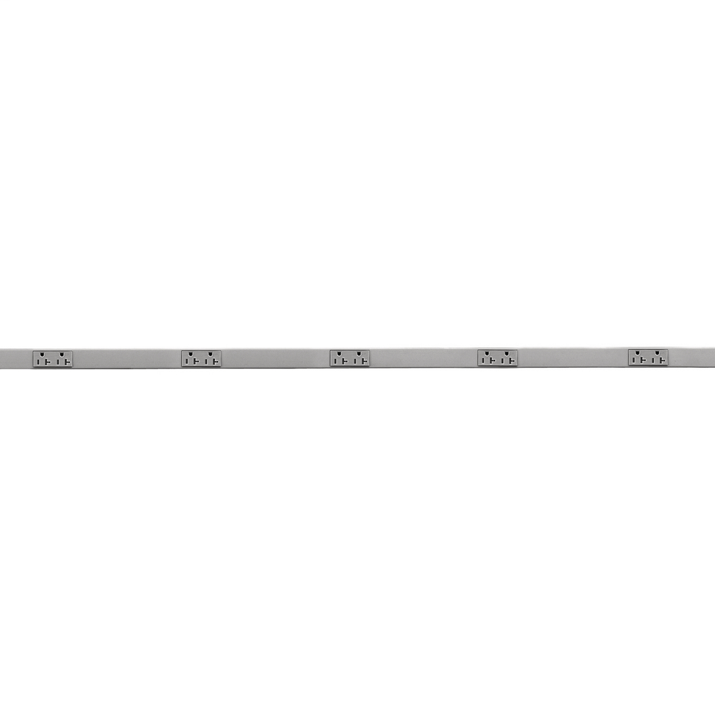 Metal PlugTrak, 20A 125V, 2 Circuit, 5 Receptacle, 5' Length, Gray